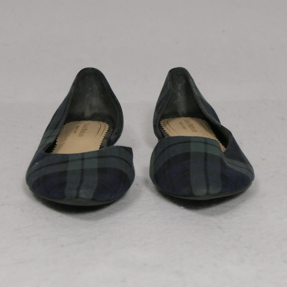 Isaac Mizrahi Womens Flats 6‎ Navy Green Plaid D'Orsay Academic Pointed Toe